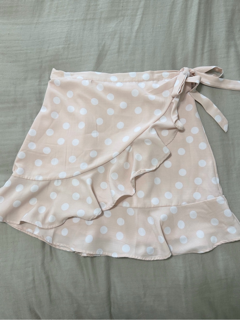 Polka Dot Wrap Skirt in Light Pink